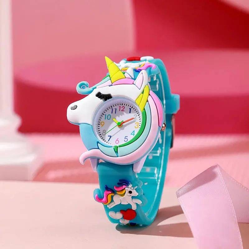 Cute Cartoon Watch - Silicone Kids Wristwatch | Colorful Kids Gift - light blue