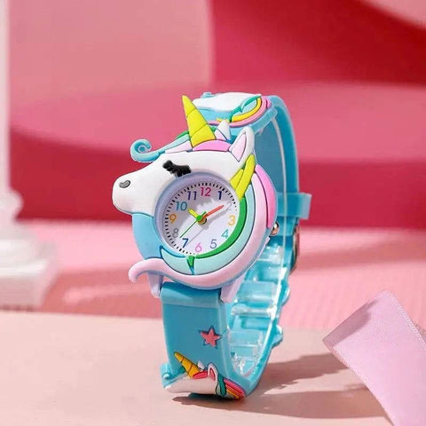 Cute Cartoon Watch - Silicone Kids Wristwatch | Colorful Kids Gift - light blue 3