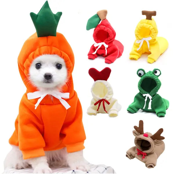 Cute Fruit Dog Clothes For Small Dogs Hoodies Winter Warm Fleece Pet Clothing Puppy Cat Costume Coat For French