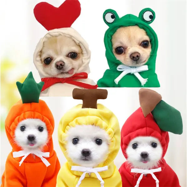 Cute Fruit Dog Clothes For Small Dogs Hoodies Winter Warm Fleece Pet Clothing Puppy Cat Costume Coat For French