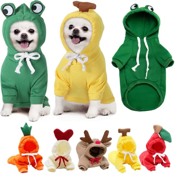 Cute Fruit Dog Clothes For Small Dogs Hoodies Winter Warm Fleece Pet Clothing Puppy Cat Costume Coat For French