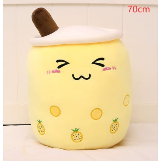 Cute Fruit Drink Plush Strawberry Milk Tea Boba Pillow Toy Cushion Gift - Yellow / 70CM