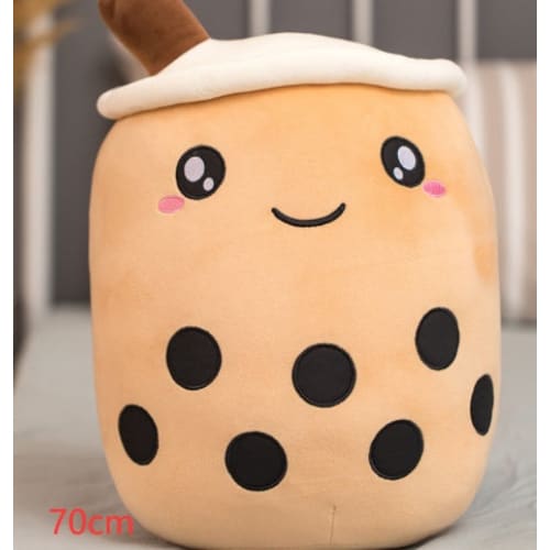 Cute Fruit Drink Plush Strawberry Milk Tea Boba Pillow Toy Cushion Gift - Brown / 70CM