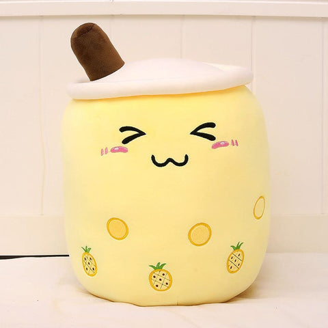 Cute Fruit Drink Plush Strawberry Milk Tea Boba Pillow Toy Cushion Gift - Yellow pineapple / 50CM