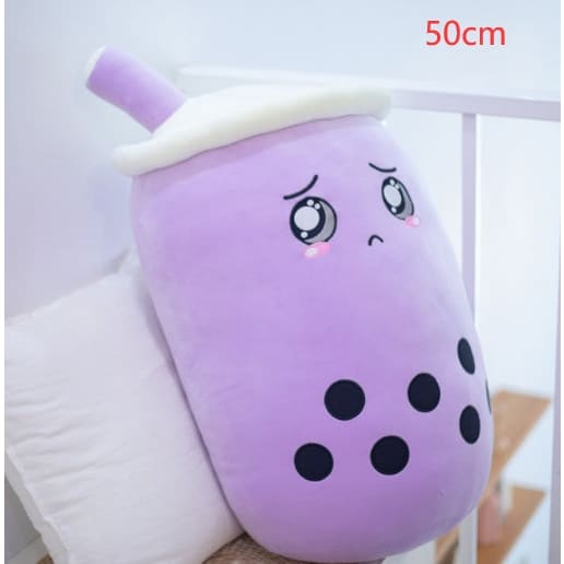 Cute Fruit Drink Plush Strawberry Milk Tea Boba Pillow Toy Cushion Gift - Purple / 50CM