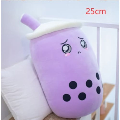 Cute Fruit Drink Plush Strawberry Milk Tea Boba Pillow Toy Cushion Gift - Purple / 25CM