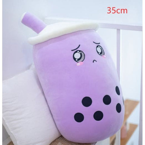 Cute Fruit Drink Plush Strawberry Milk Tea Boba Pillow Toy Cushion Gift - Purple / 35CM