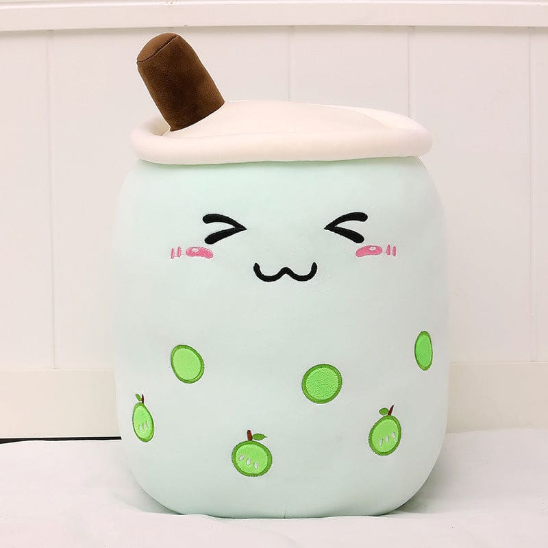 Cute Fruit Drink Plush Strawberry Milk Tea Boba Pillow Toy Cushion Gift - Green apple / 50CM