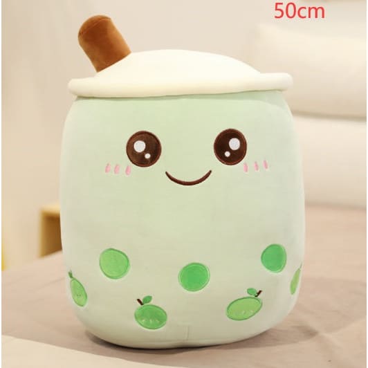 Cute Fruit Drink Plush Strawberry Milk Tea Boba Pillow Toy Cushion Gift - Green / 50CM