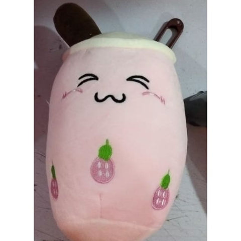 Cute Fruit Drink Plush Strawberry Milk Tea Boba Pillow Toy Cushion Gift - Pink / 24CM