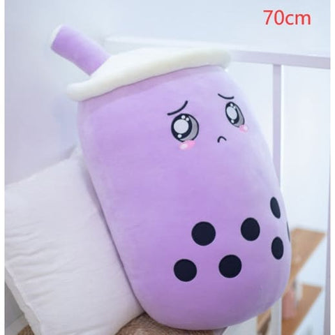 Cute Fruit Drink Plush Strawberry Milk Tea Boba Pillow Toy Cushion Gift - Purple / 70CM