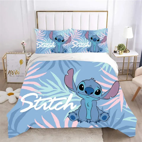Cute Stitch Cartoon Duvet Cover - 3D Anime Kids Bedding Set - F / 228x228cm 3PCS / CHINA