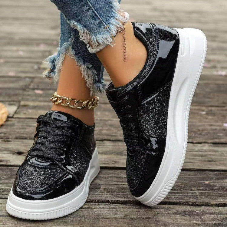 Women Low Heel Round Toe PU Leather Shoes - Black / Size36