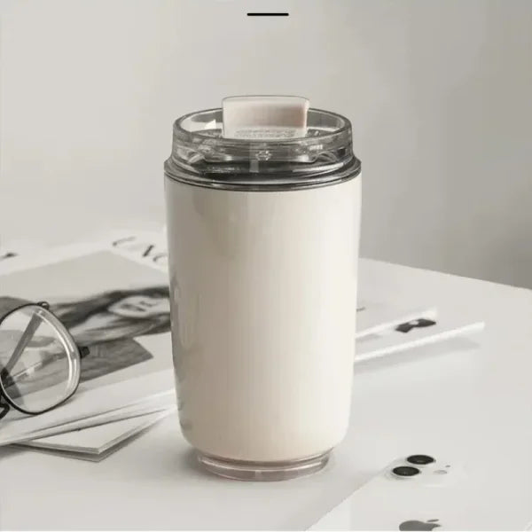 D14 Milky White Tumbler – Stainless Steel Vacuum Thermos Mug for Coffee & Travel - White / 300-400ML
