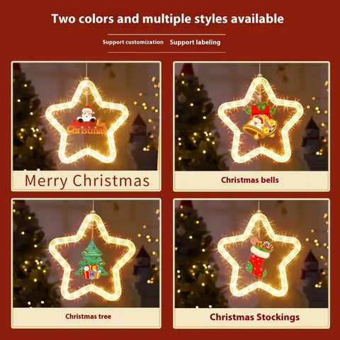 Christmas LED Star Pendant Lights for Holiday Window Decoration