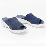Casual Flying Woven Upper Polyurethane Platform Sandals And Slippers - Hair Remover