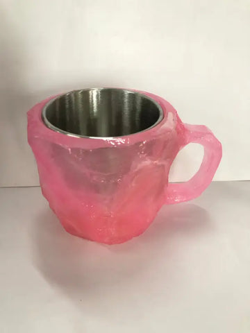 Elegant Resin Crystal Coffee Mug for Home and Workplace Decor - Pink / 10cm High / Flat mouthed inner liner