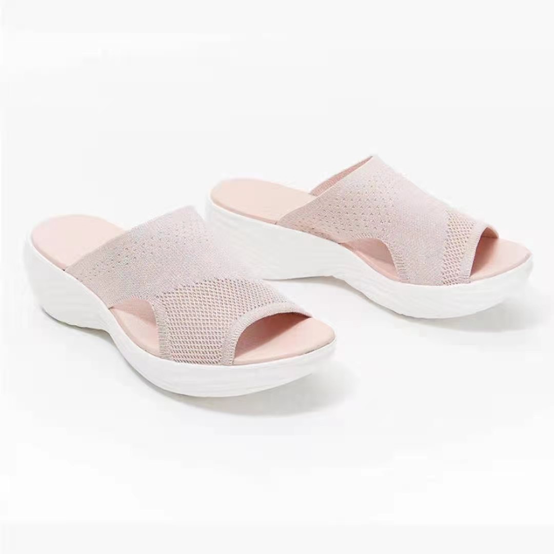 Casual Flying Woven Upper Polyurethane Platform Sandals And Slippers - Hair Remover