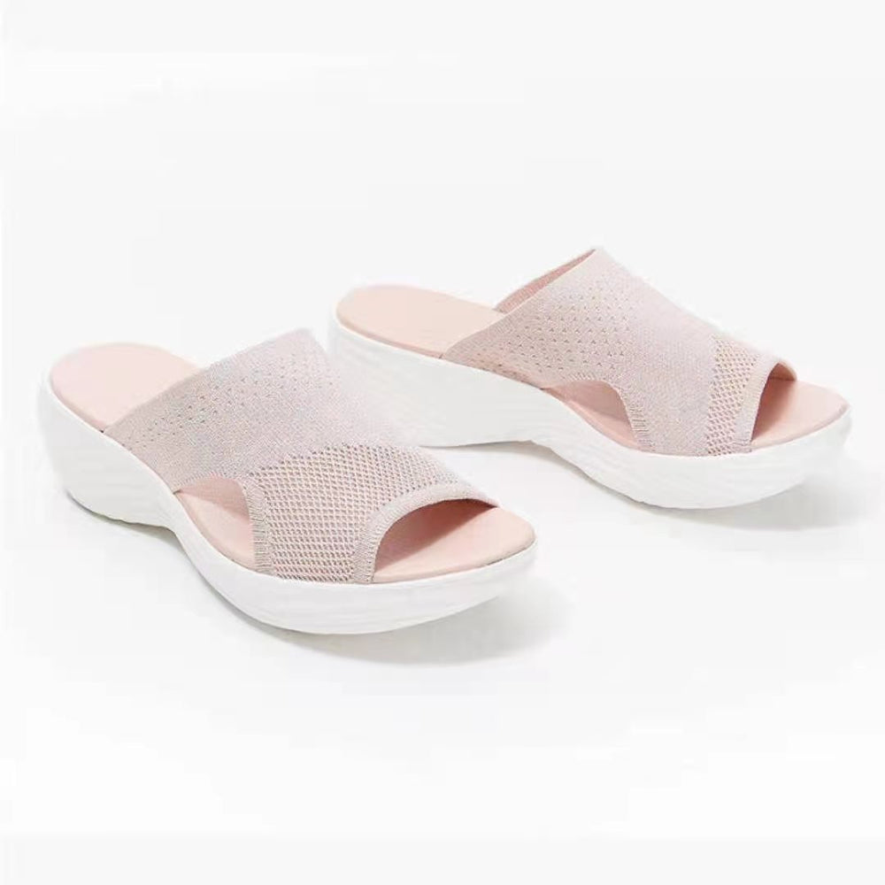 Casual Flying Woven Upper Polyurethane Platform Sandals And Slippers - Hair Remover