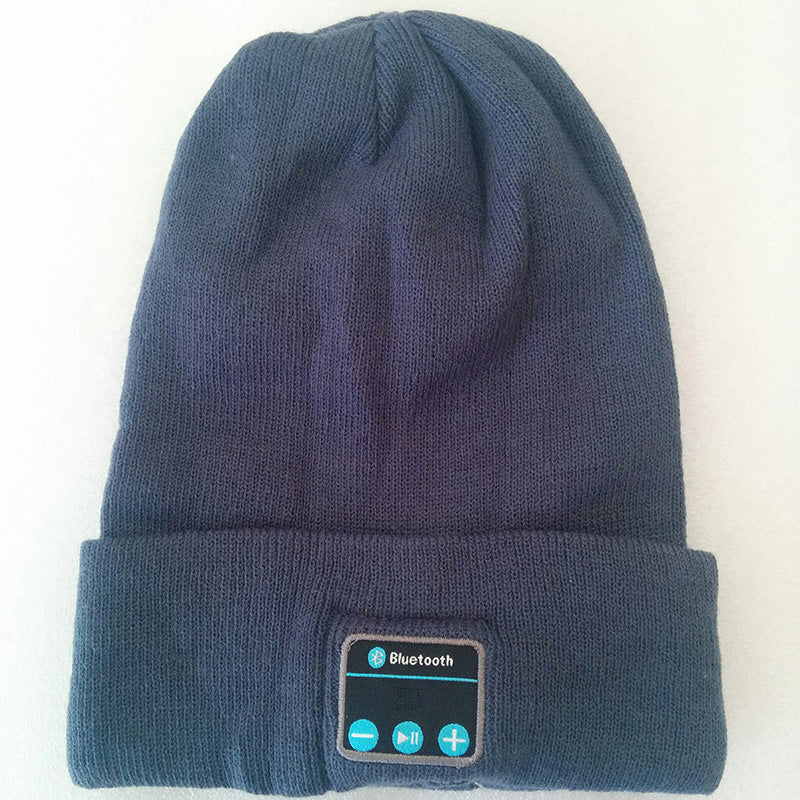 European And American Outdoor Wireless Headset Knitted Hat Multifunctional Music Hat - Black and grey / One size / USB