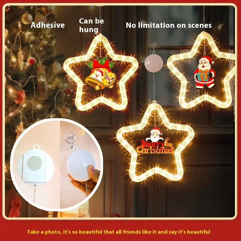 Christmas LED Star Pendant Lights for Holiday Window Decoration