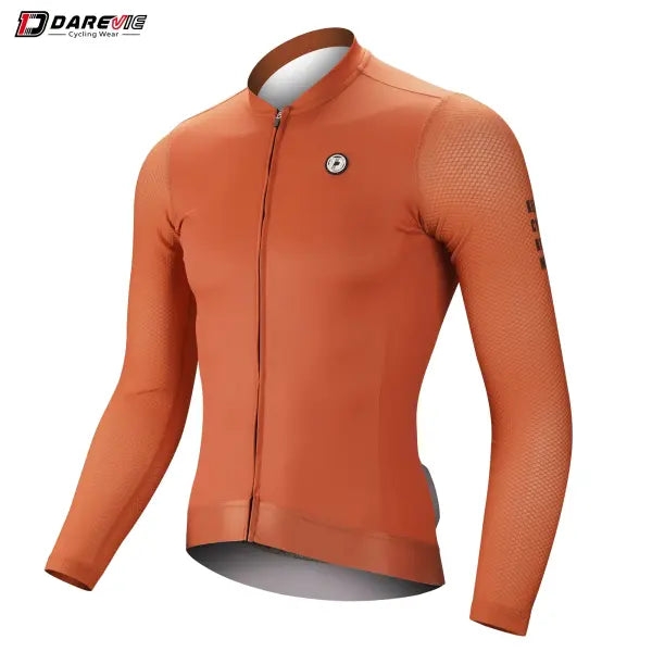DAREVIE Cycling Jersey Small SPF 50 Training Level Long Sleeve Maillot - DVJ187Orange / Asian-S