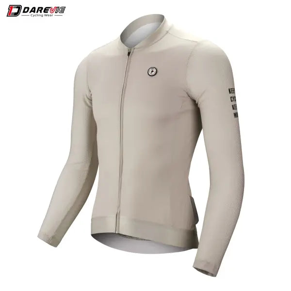 DAREVIE Cycling Jersey Small SPF 50 Training Level Long Sleeve Maillot - DVJ187Milktea / Asian-XL