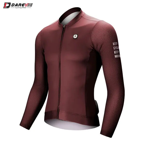 DAREVIE Cycling Jersey Small SPF 50 Training Level Long Sleeve Maillot - DVJ187Red / Asian-S