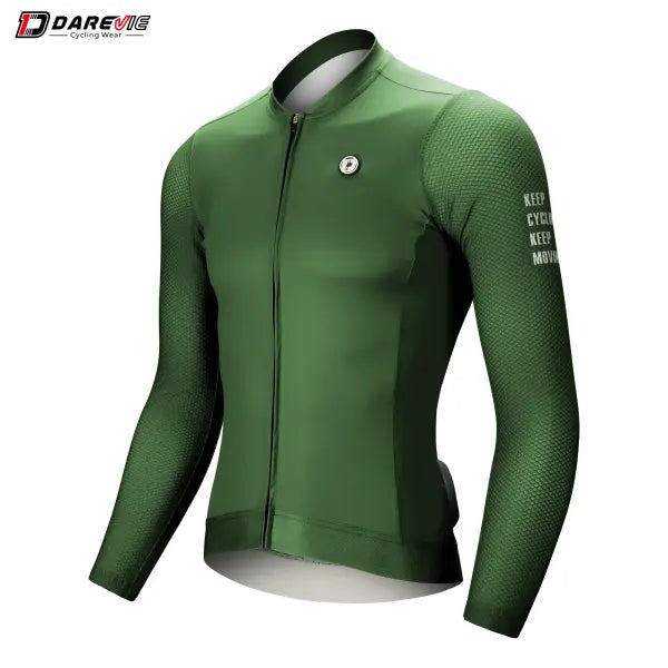 DAREVIE Cycling Jersey Small SPF 50 Training Level Long Sleeve Maillot - DVJ187Green / Asian-S