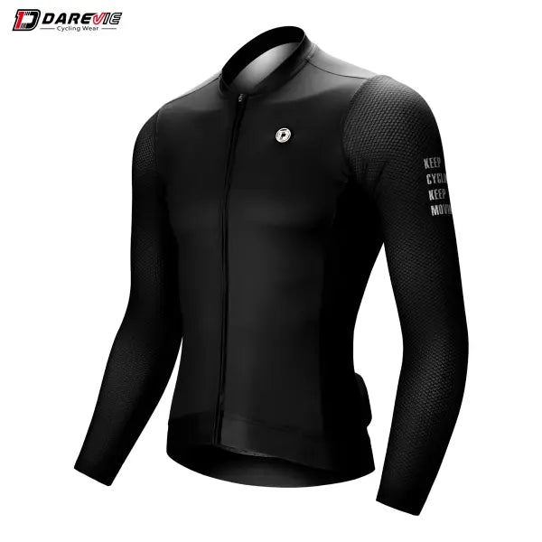DAREVIE Cycling Jersey Small SPF 50 Training Level Long Sleeve Maillot - DVJ187Black / Asian-S