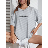 Dark Angel Wing Graphic T-Shirt for Women – Oversized Hip Hop Streetwear Cotton Tee