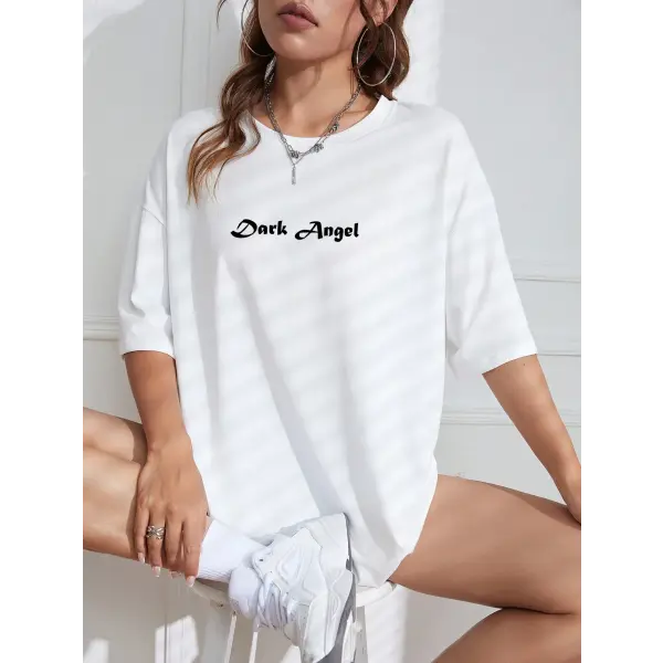 Dark Angel Wing Graphic T-Shirt for Women – Oversized Hip Hop Streetwear Cotton Tee