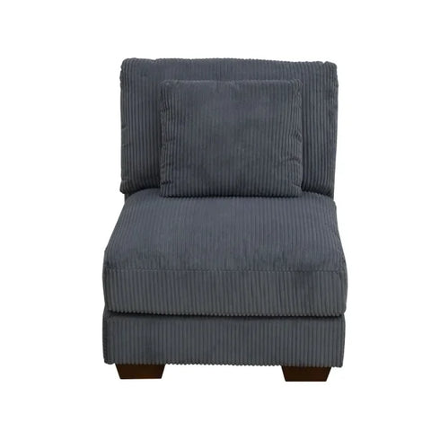 Dark Grey Corduroy 3-Piece Sofa - Double Armrests High-Density Sponge & Solid Wood - United States / One Seat