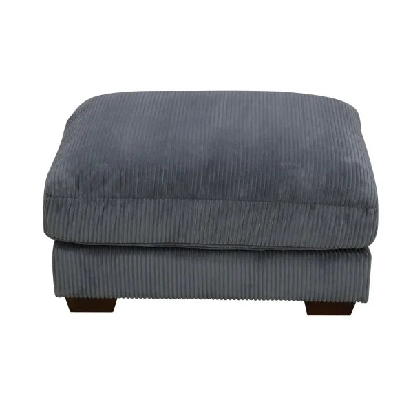 Dark Grey Corduroy 3-Piece Sofa - Double Armrests High-Density Sponge & Solid Wood - United States / stool