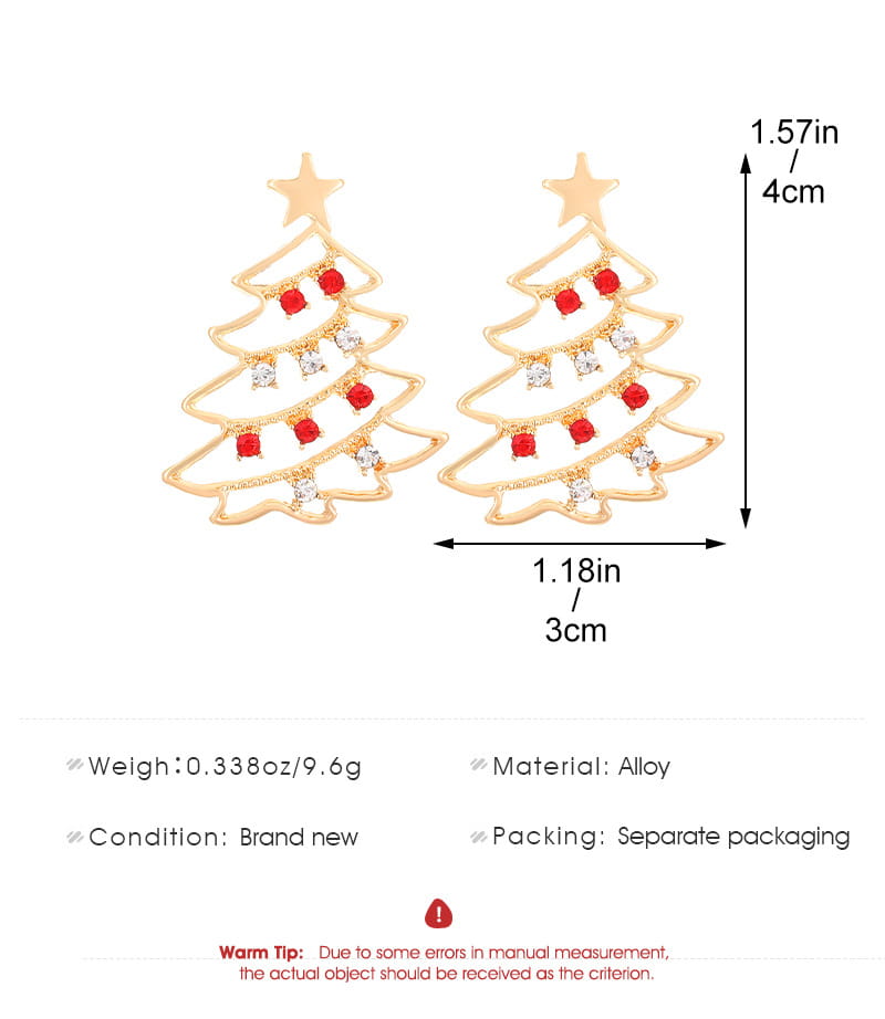 Colorful Zircon Christmas Tree Earrings for Festive Party Jewelry