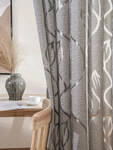 Decorative Cut-Out Leaves Sheer Curtain - Elegant Bedroom & Living Room Drapes