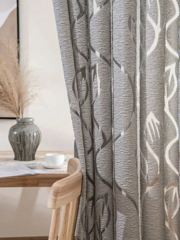 Decorative Cut-Out Leaves Sheer Curtain - Elegant Bedroom & Living Room Drapes