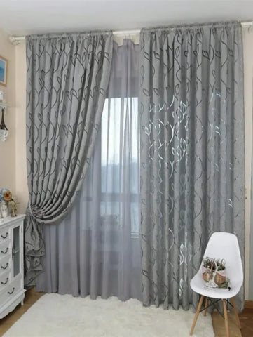 Decorative Cut-Out Leaves Sheer Curtain - Elegant Bedroom & Living Room Drapes