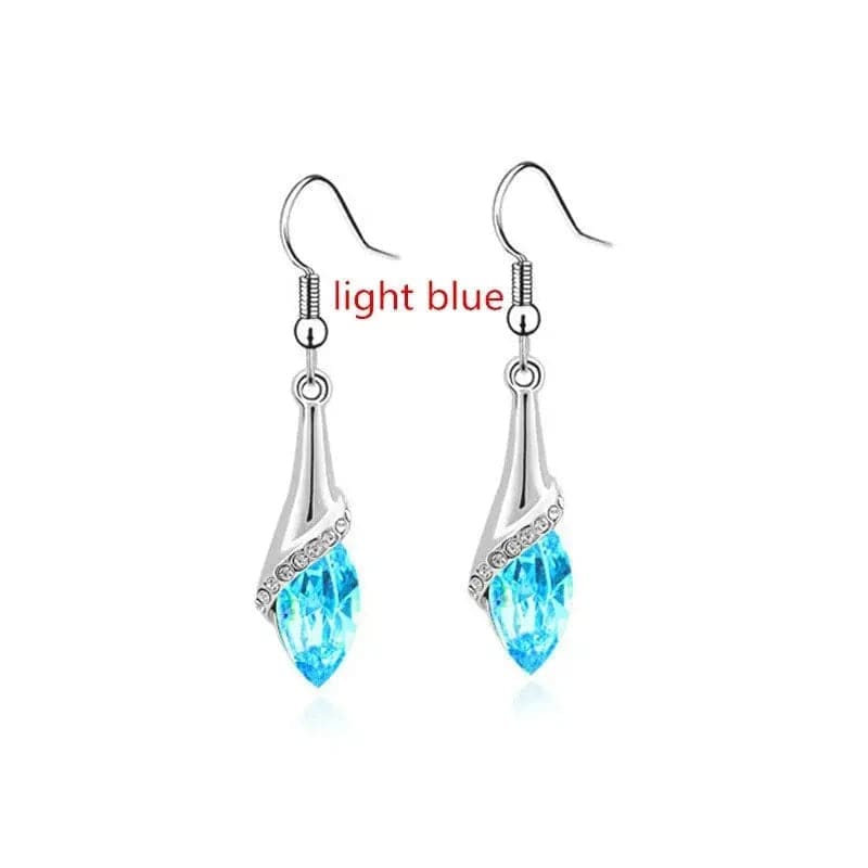 Delysia King Earrings - Trendy Shiny Gemstone Drop Earrings - light blue