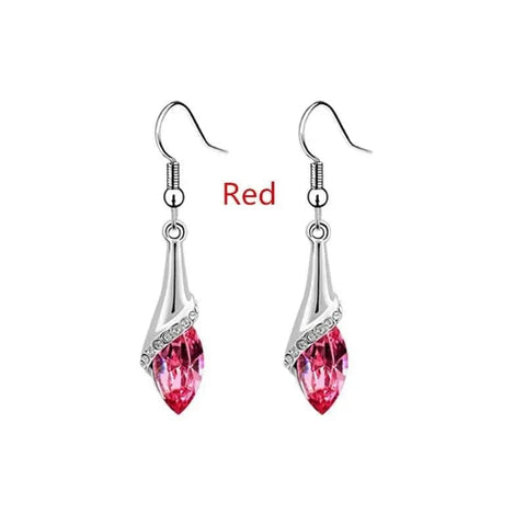 Delysia King Earrings - Trendy Shiny Gemstone Drop Earrings - red