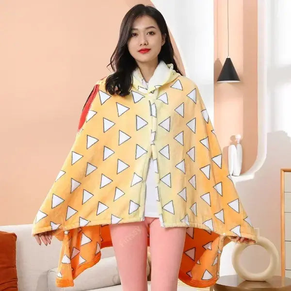 Demon Slayer Blanket Plaid Anime Kimetsu No Yaiba Cosplay Prop Tanjirou Custom Women Pajamas Shinobu Adult Bathrobe
