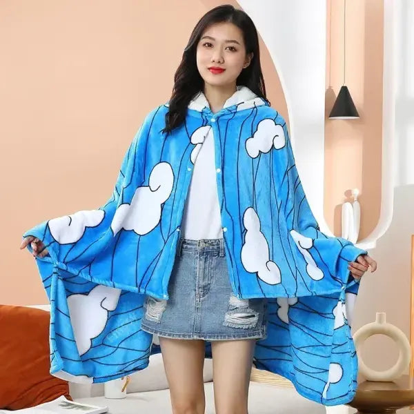 Demon Slayer Blanket Plaid Anime Kimetsu No Yaiba Cosplay Prop Tanjirou Custom Women Pajamas Shinobu Adult Bathrobe