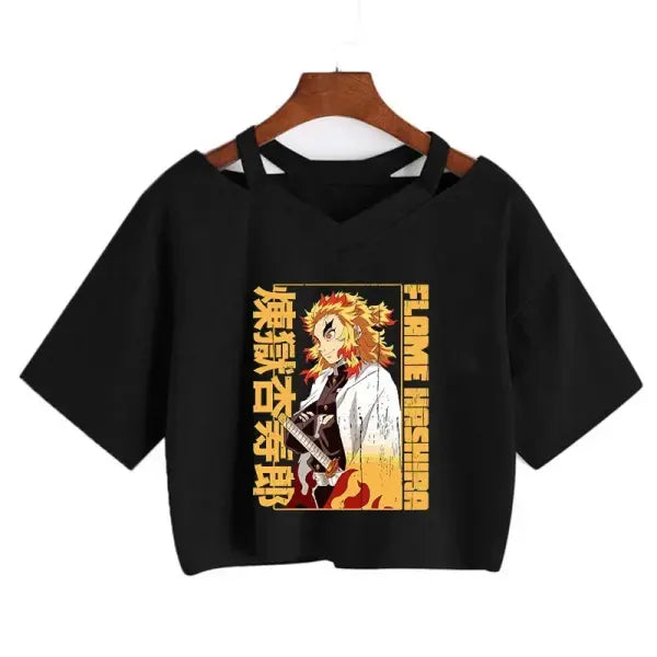 Demon Slayer Nezuko Crop Top T-Shirt for Women – Kimetsu no Yaiba Anime Manga Tee - 2261 / S
