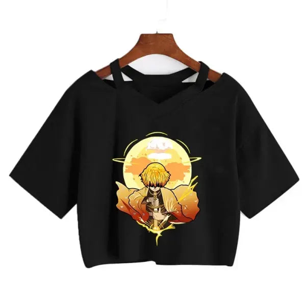 Demon Slayer Nezuko Crop Top T-Shirt for Women – Kimetsu no Yaiba Anime Manga Tee - 2264 / S