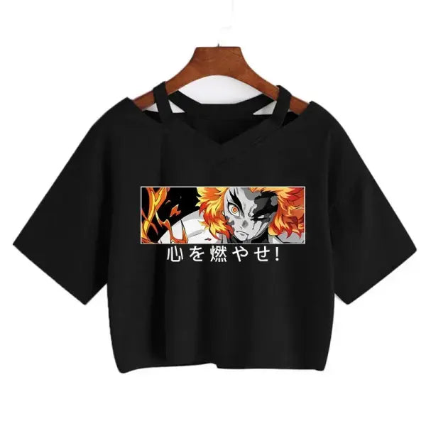 Demon Slayer Nezuko Crop Top T-Shirt for Women – Kimetsu no Yaiba Anime Manga Tee - 2263 / S