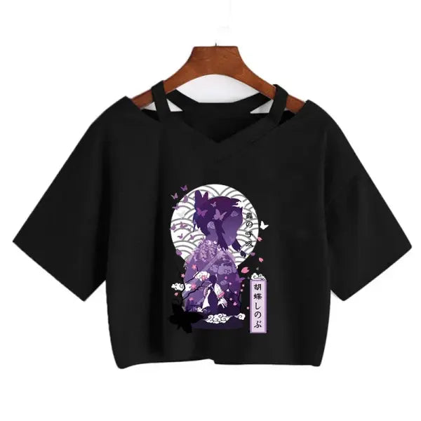 Demon Slayer Nezuko Crop Top T-Shirt for Women – Kimetsu no Yaiba Anime Manga Tee - 2269 / S