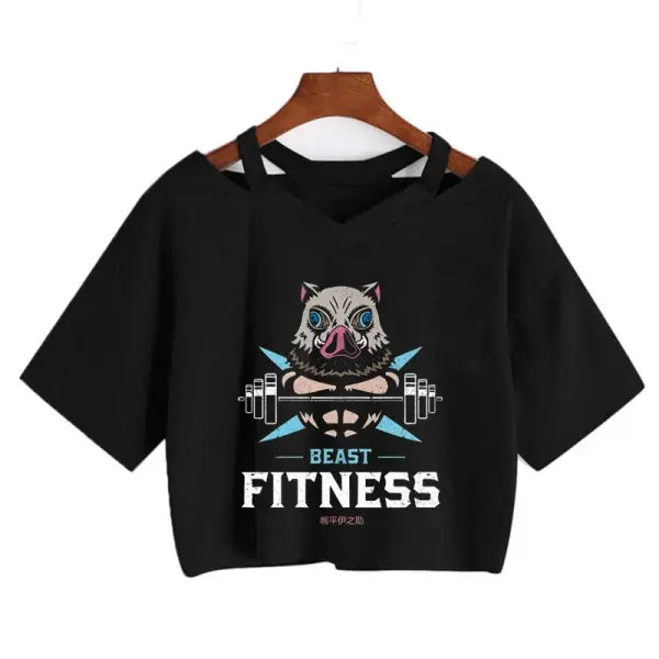 Demon Slayer Nezuko Crop Top T-Shirt for Women – Kimetsu no Yaiba Anime Manga Tee - 2253 / L