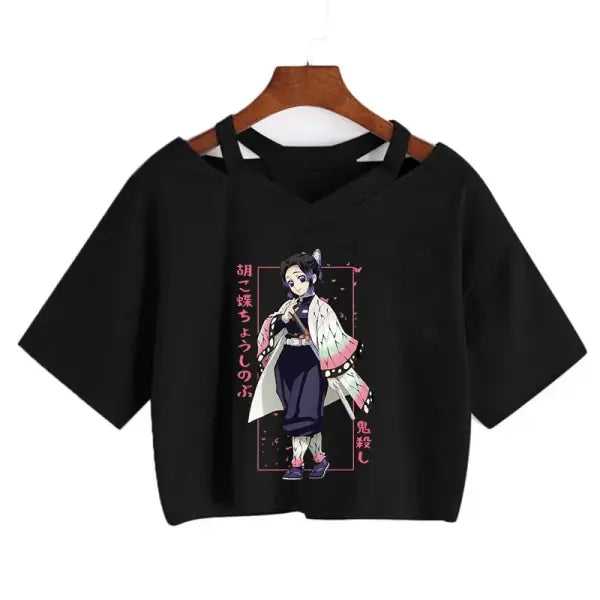 Demon Slayer Nezuko Crop Top T-Shirt for Women – Kimetsu no Yaiba Anime Manga Tee - 2268 / S