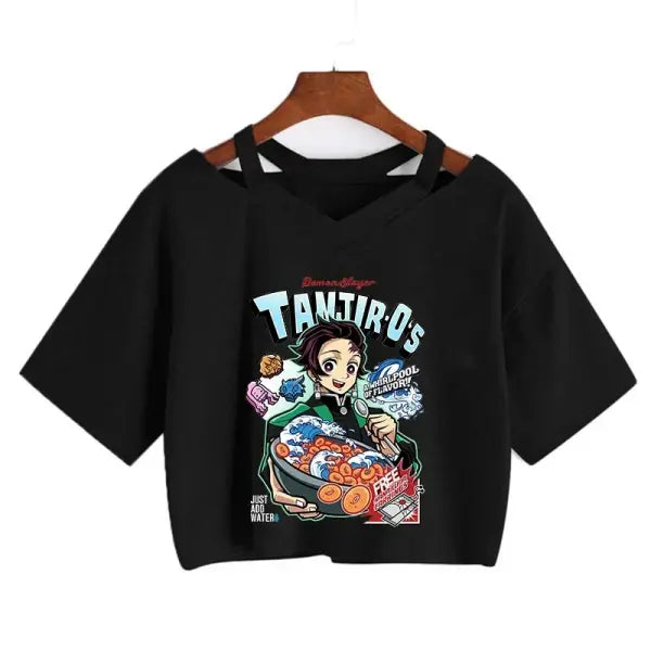 Demon Slayer Nezuko Crop Top T-Shirt for Women – Kimetsu no Yaiba Anime Manga Tee - 2258 / S