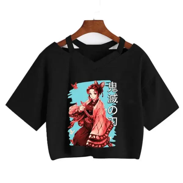 Demon Slayer Nezuko Crop Top T-Shirt for Women – Kimetsu no Yaiba Anime Manga Tee - 40001 / S